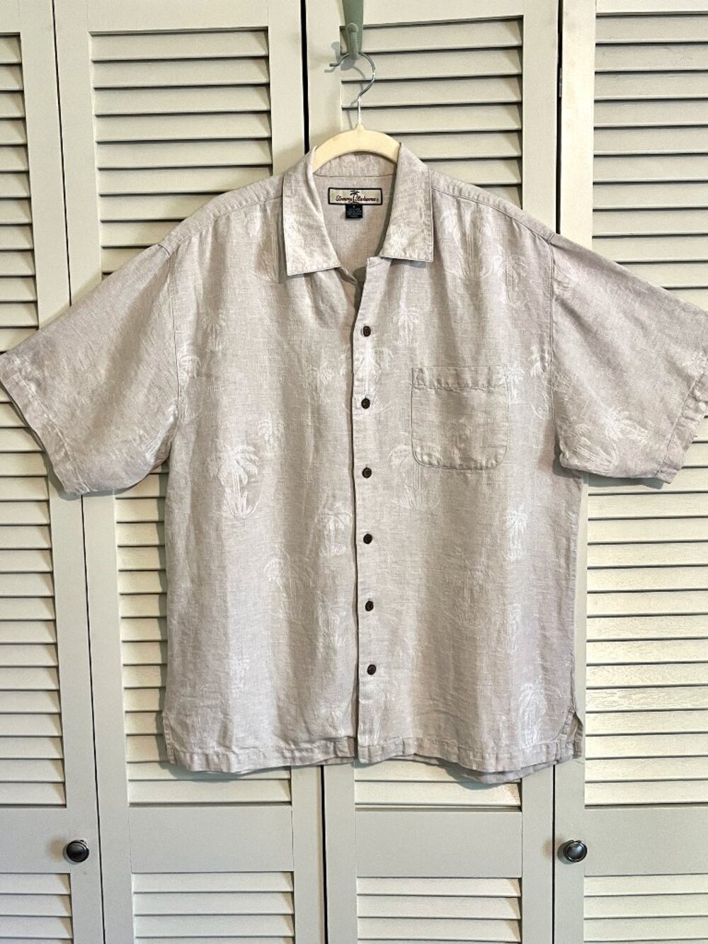 Tommy Bahama Mens 100% Linen Shirt * Size M * Beige * Great Cond.